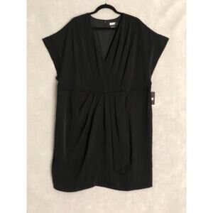 DKNY Cross Front Dress Black Pleated Women's Size 22W NEW